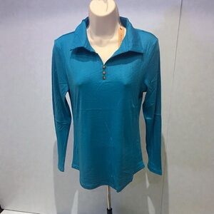 ORANDESIGNE Women’s Teal Long Sleeve Button-Down Shirt – NWT, Size S